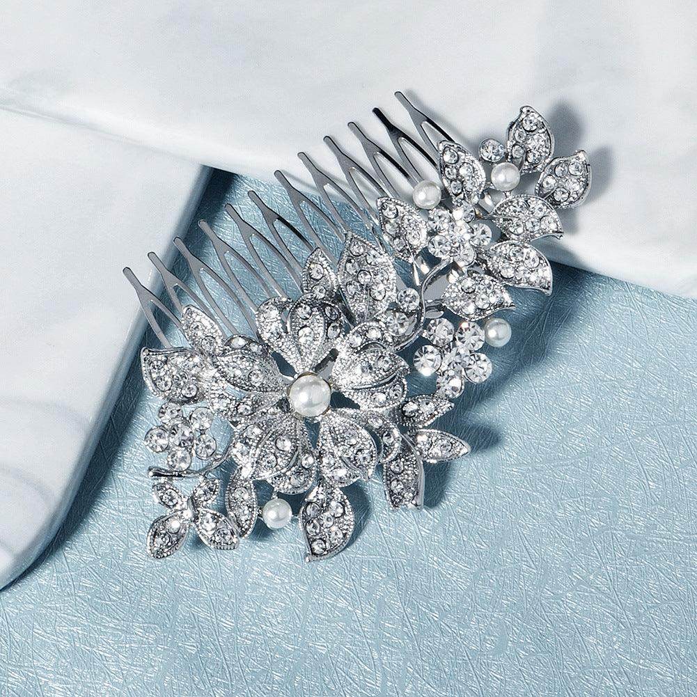 Bridal bridal accessories Vintage alloy flowers set with drill and comb 619249915642 - COCOMELODY